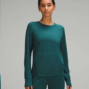 Lululemon Its Rulu Run Classic-Fit Crew *Fleece Storm Teal sz 4
